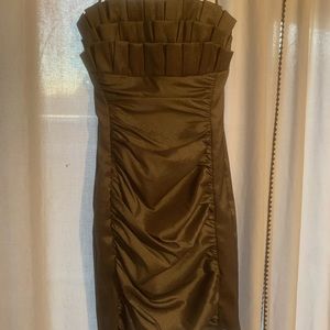 Bronze Metallic Strapless cocktail dress!